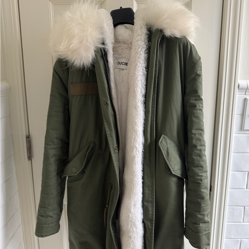Ducie London Green Fur Trim Lined Parka  XS